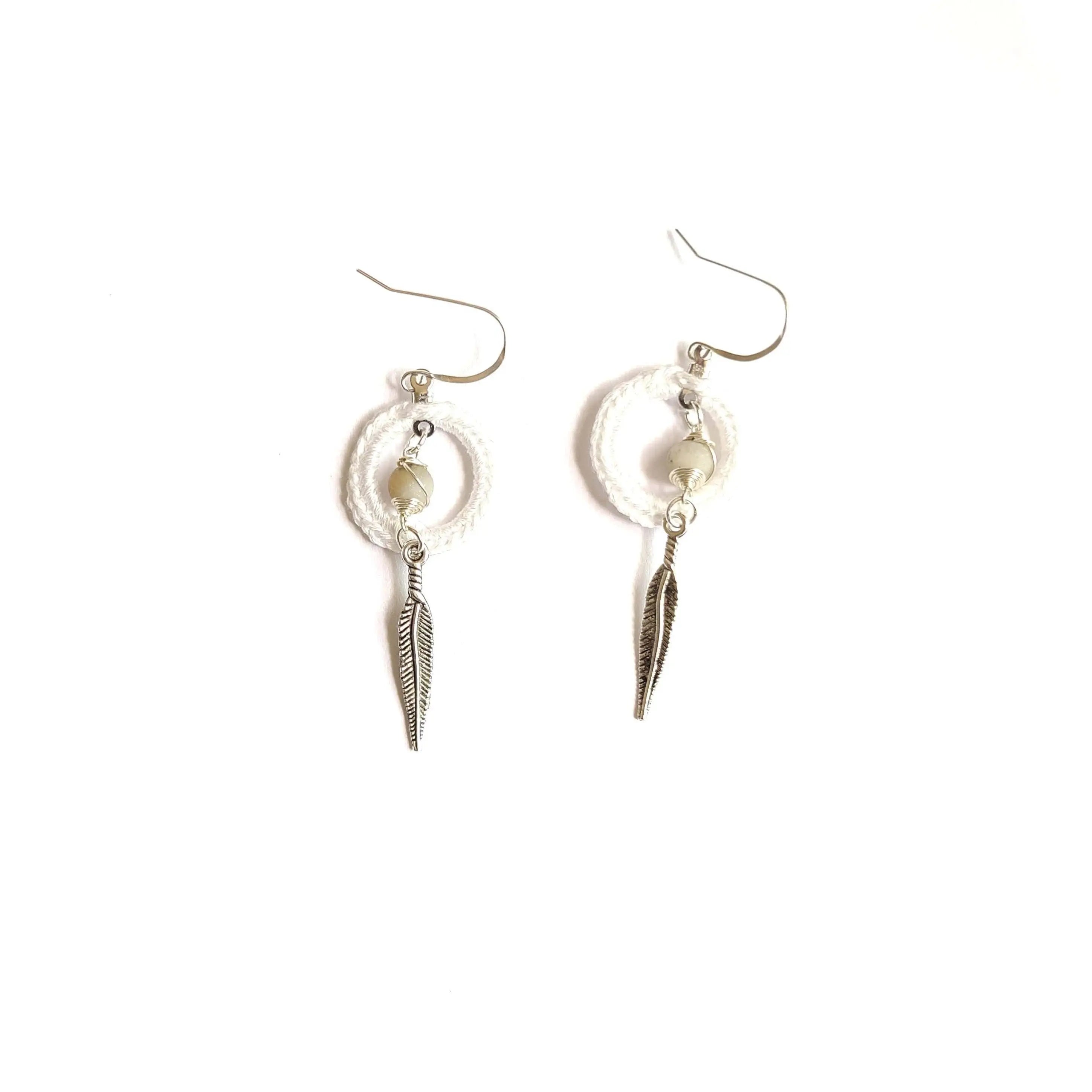 Amazonite Calm Earrings with feather