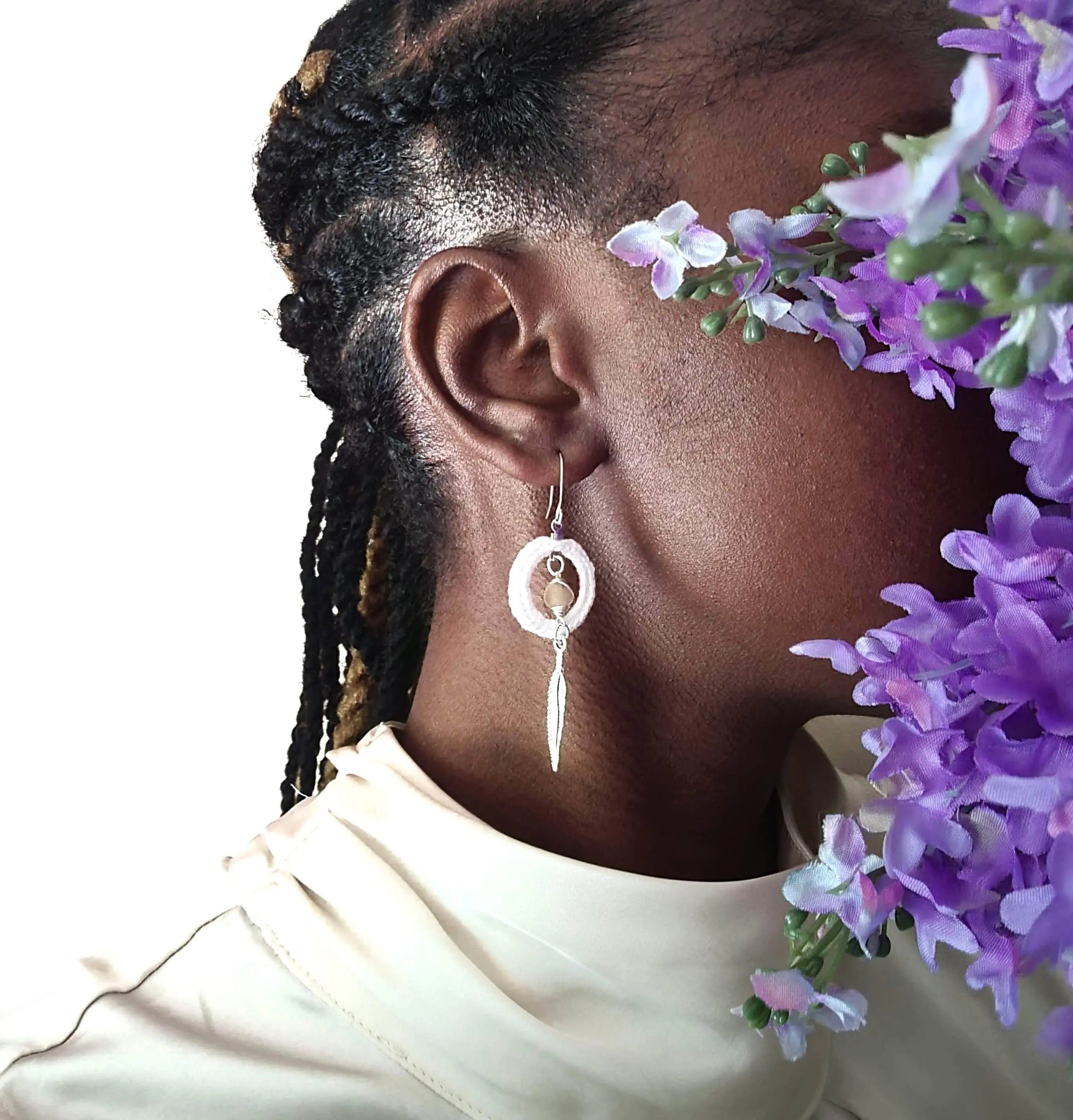 Amazonite Calm Earrings with feather