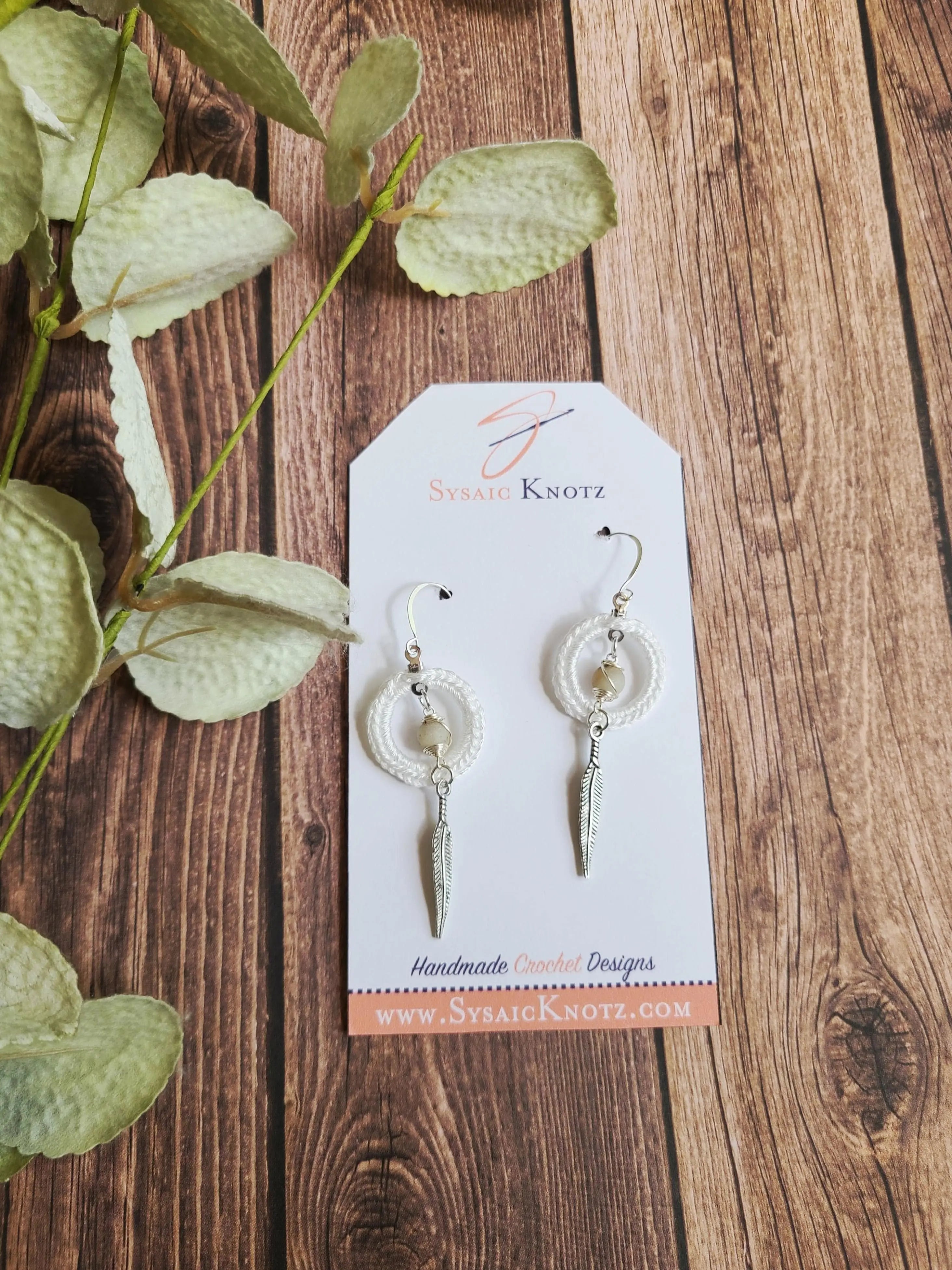 Amazonite Calm Earrings with feather